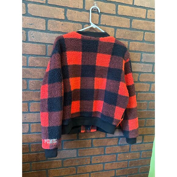 PINK Utah Utes University of Utah Buffalo Check Sherpa Jacket Coat Small - Picture 6 of 14